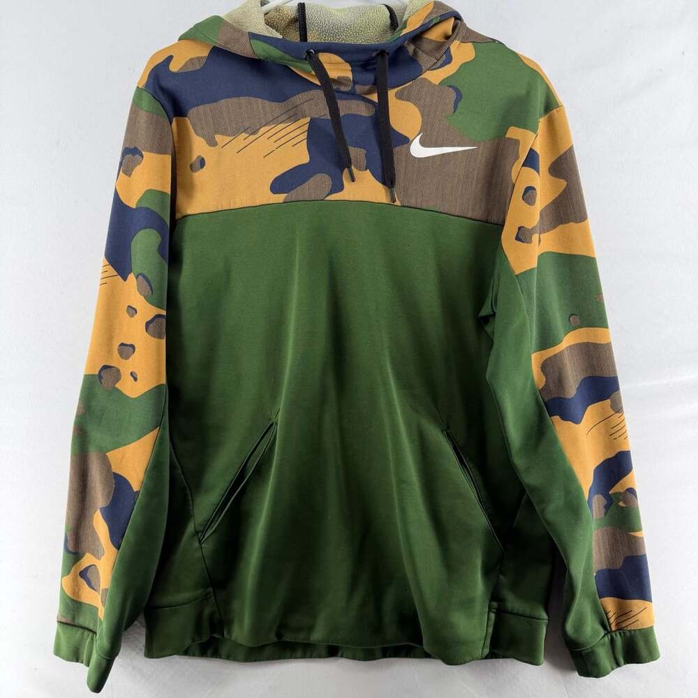 1469 Nike Dri-Fit Green Camouflage Pullover Hoodie Size M